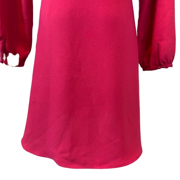ZARA M Vintage-Inspired Fuchsia Dress Button Front & Long Sleeves - Picture 13 of 15